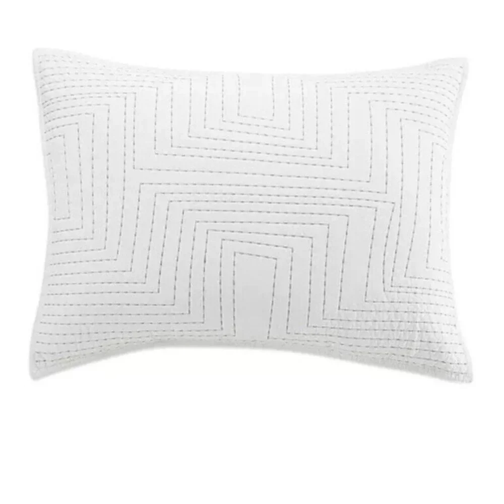 Lemieux Et Cie Mondoro Pillow Sham Standard White Stitched Clean Neutral Classic